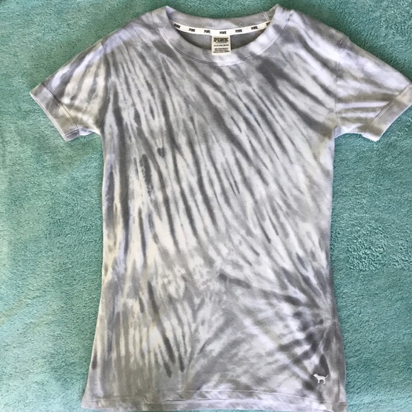 PINK Victoria's Secret Tops - VS PINK Tie-Dye Soft T-Shirt Gray/White